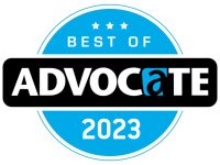 Award badge for best of Advocate 2023.